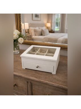 Glass-Top | Linen Interior | Curated Home Styling Boutique Jewelry Organizer EUC